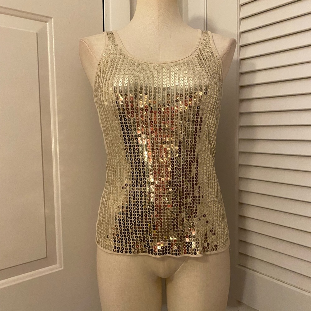 Say What? Shimmering Gold Tank Top- Size Medium